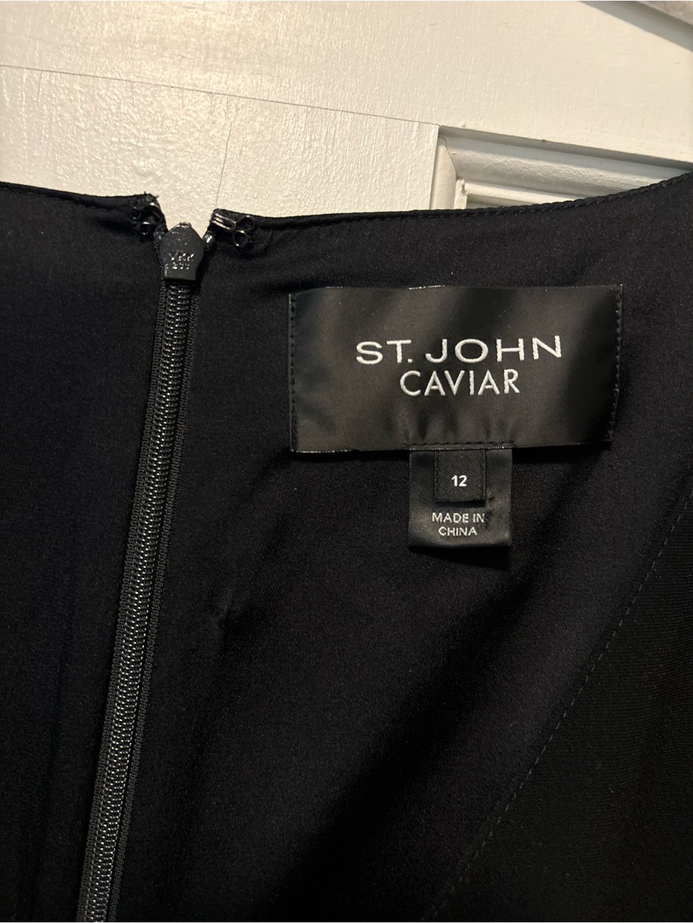 St John Caviar black sleeveless a-line midi belted women’s dress 12 l large - Picture 3 of 5